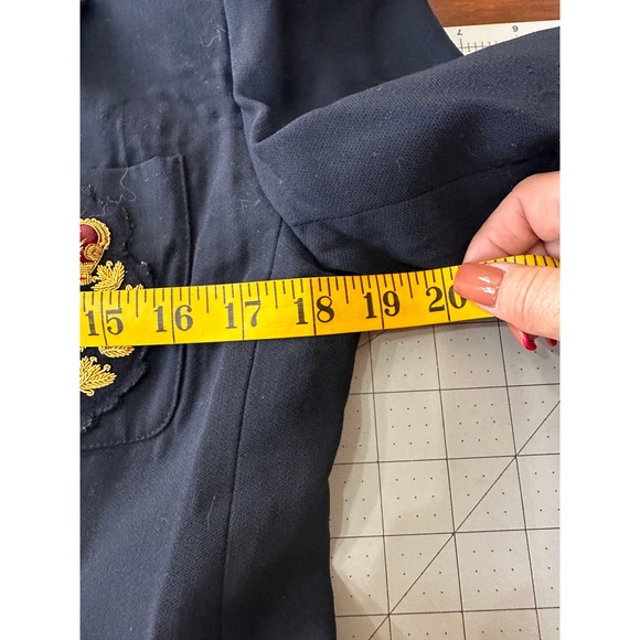 Lauren Ralph Lauren Navy VTGE Crest Logo Blazer Jacket SZ6 Gold Buttons Academia - Picture 11 of 13